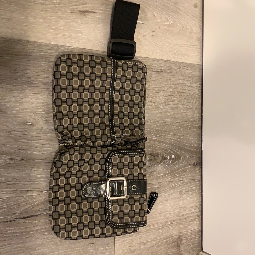 Nine West Black and Brown Geometric Crossbody Bag